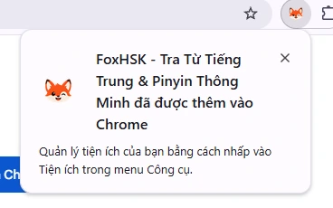 Bước 3.1: Thông báo tiện ích đã thêm vào Chrome